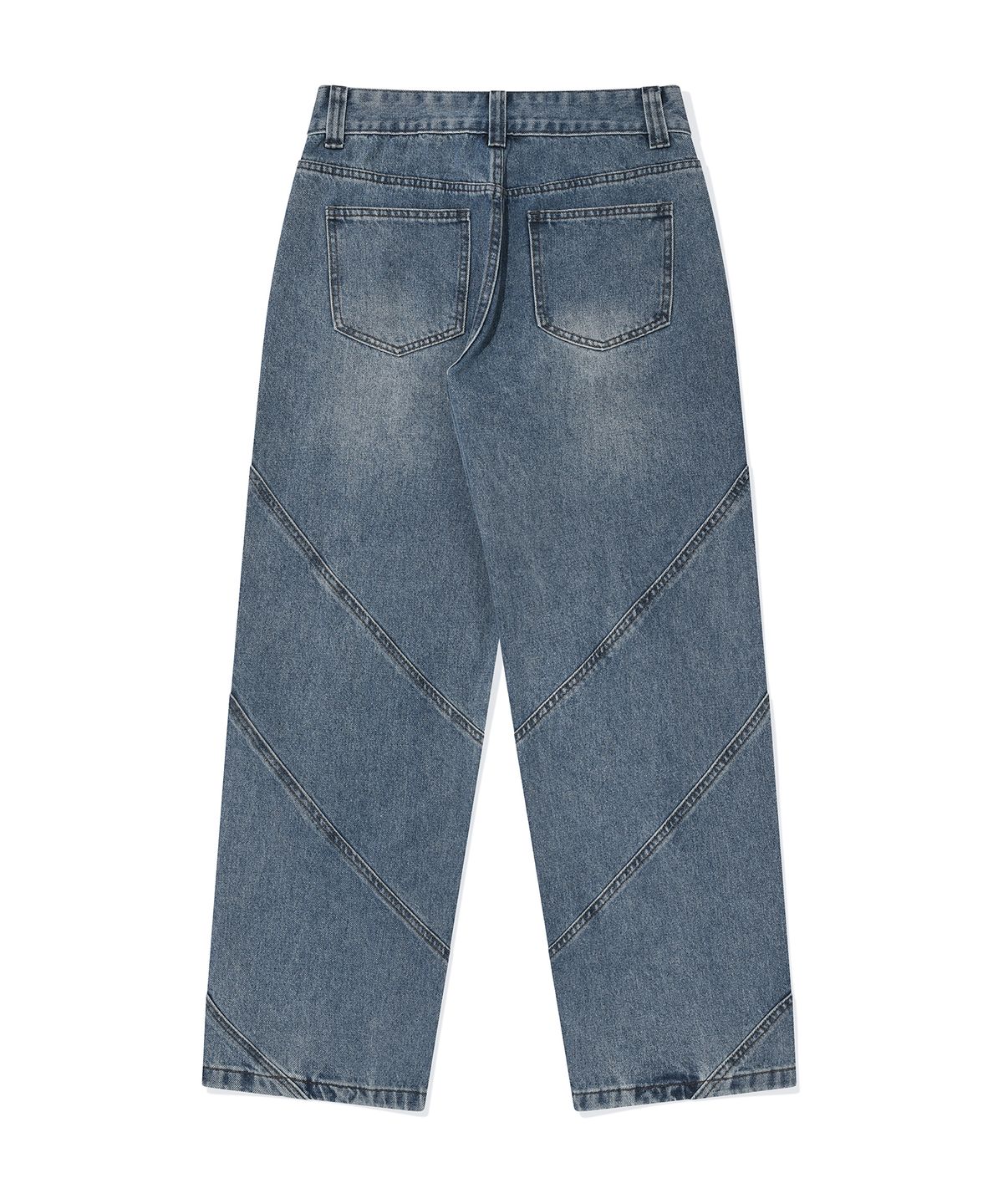 디스펑트(DYSFUNCT) TWIST INCISION WASHING DENIM PANTS(MEDIUM BLUE)
