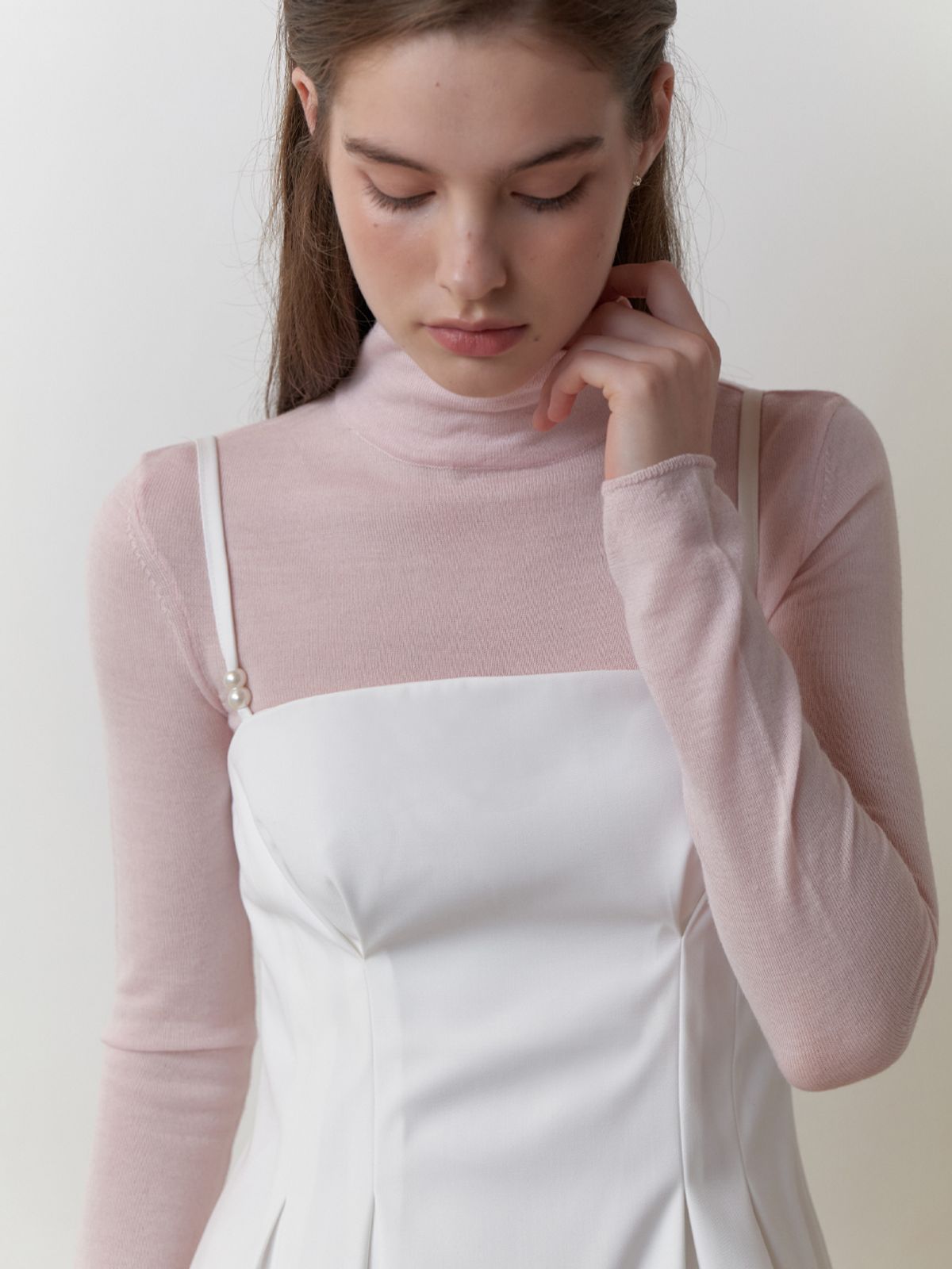 리엘(RE L) Pearl bustier dress (white)