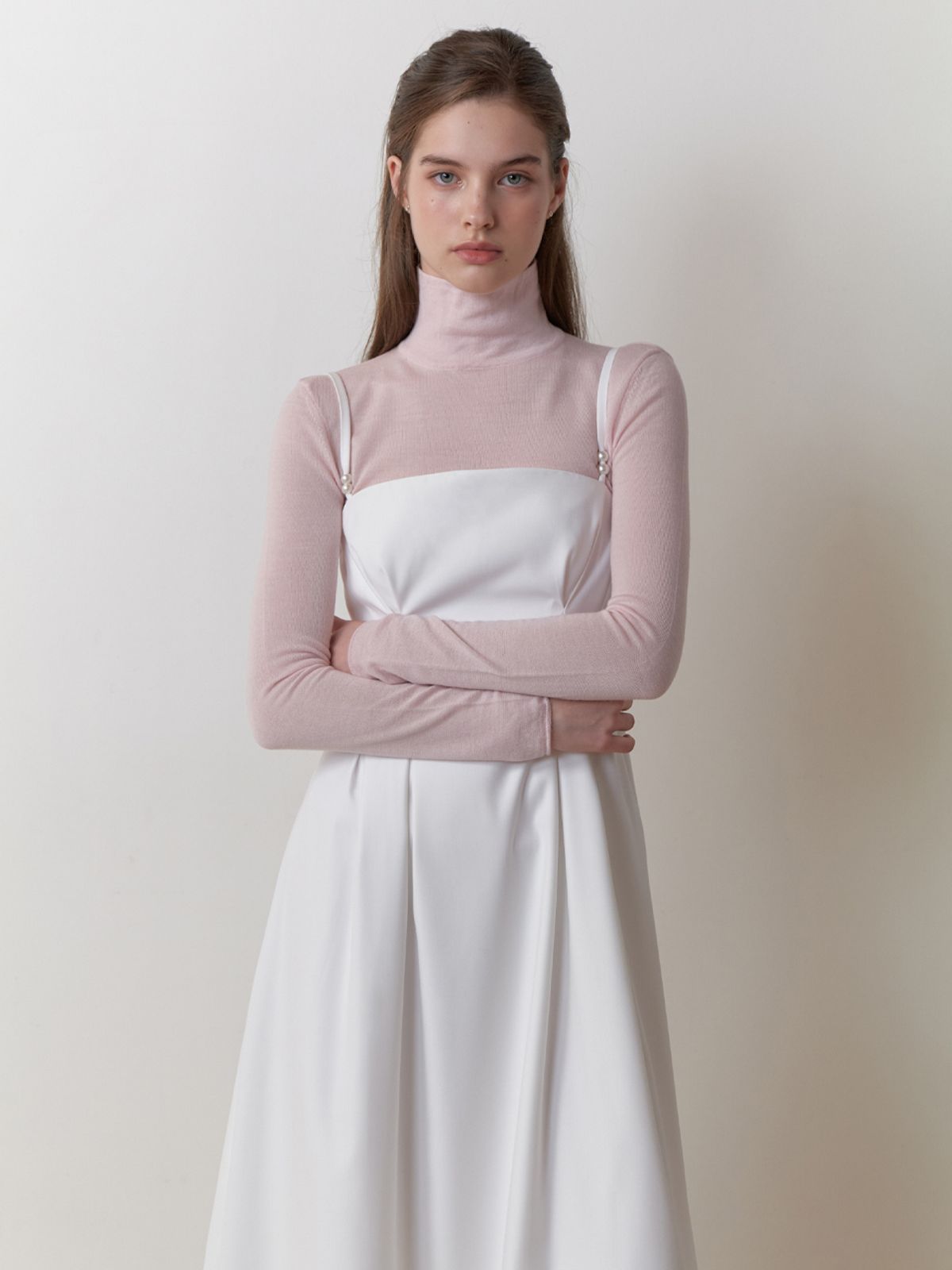 리엘(RE L) Pearl bustier dress (white)