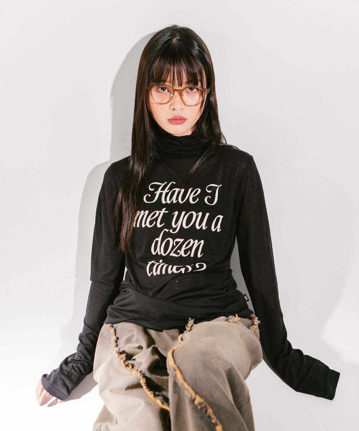 엘엠씨(LMC) WM SHEER HIGH NECK LONG SLEEVE black