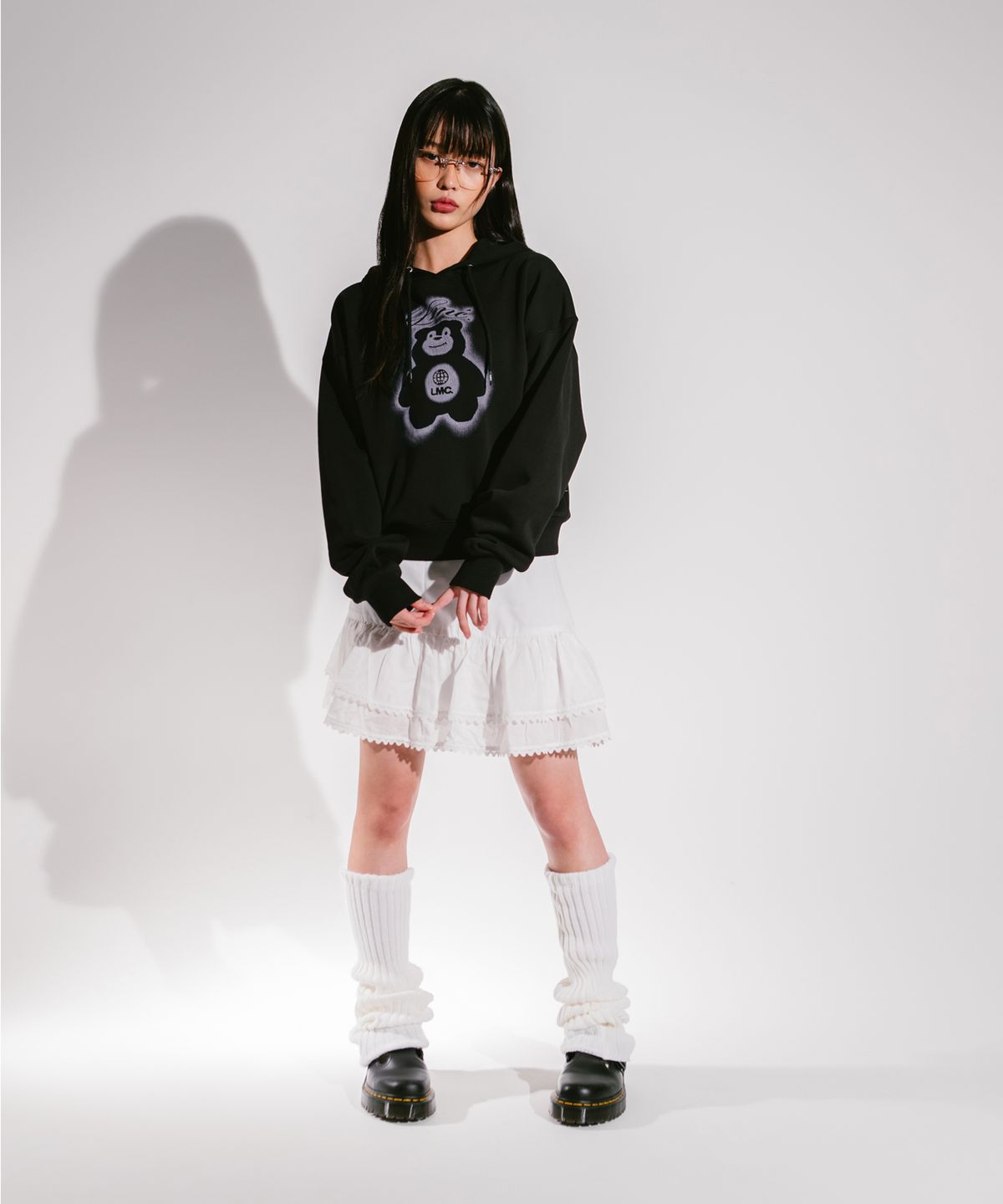 엘엠씨(LMC) WM SPRAY BEAR CROPPED HOODIE black
