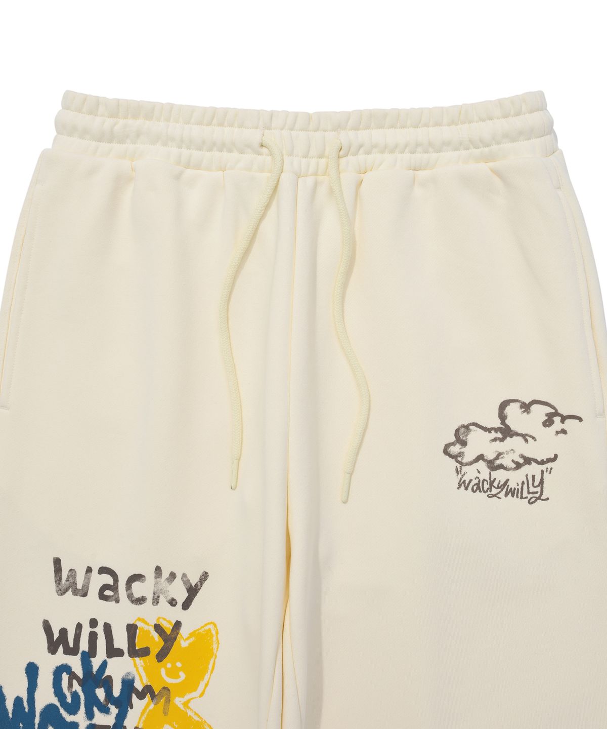 와키윌리(WACKY WILLY) 스프레이 그래픽 스웻 팬츠 크림