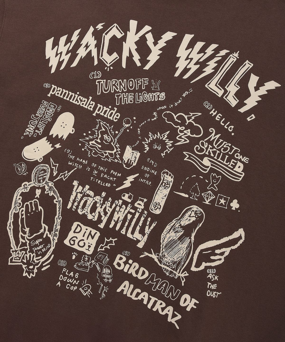 와키윌리(WACKY WILLY) 그래피티 그래픽 후드 브라운