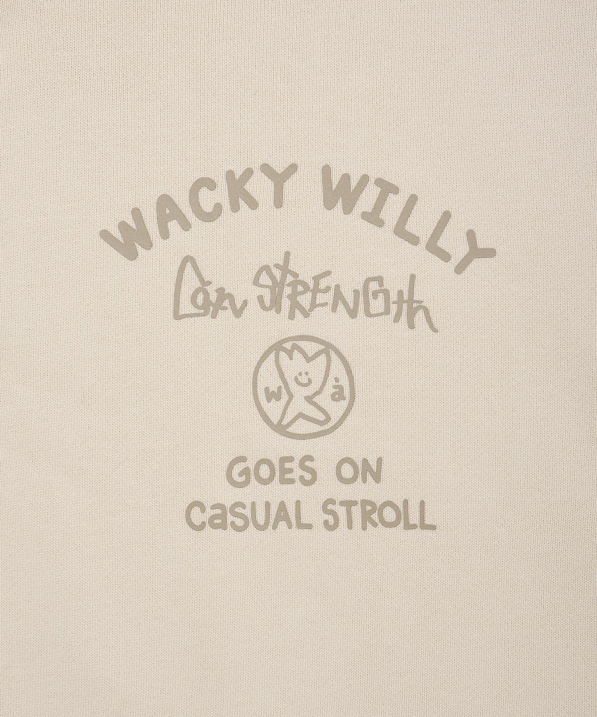 와키윌리(WACKY WILLY) 레터링 헤비쭈리 후드 베이지