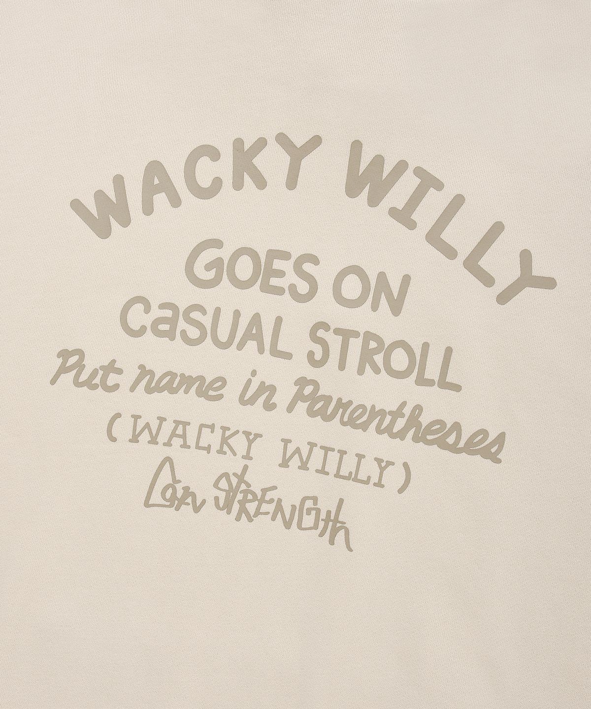 와키윌리(WACKY WILLY) 레터링 헤비쭈리 후드 베이지