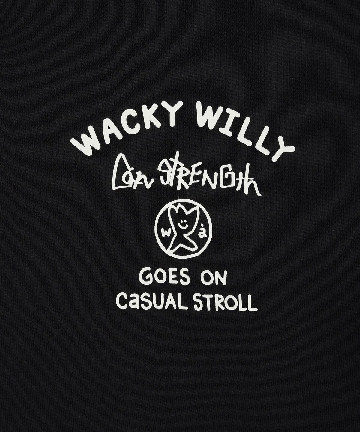 와키윌리(WACKY WILLY) 레터링 헤비쭈리 후드 블랙