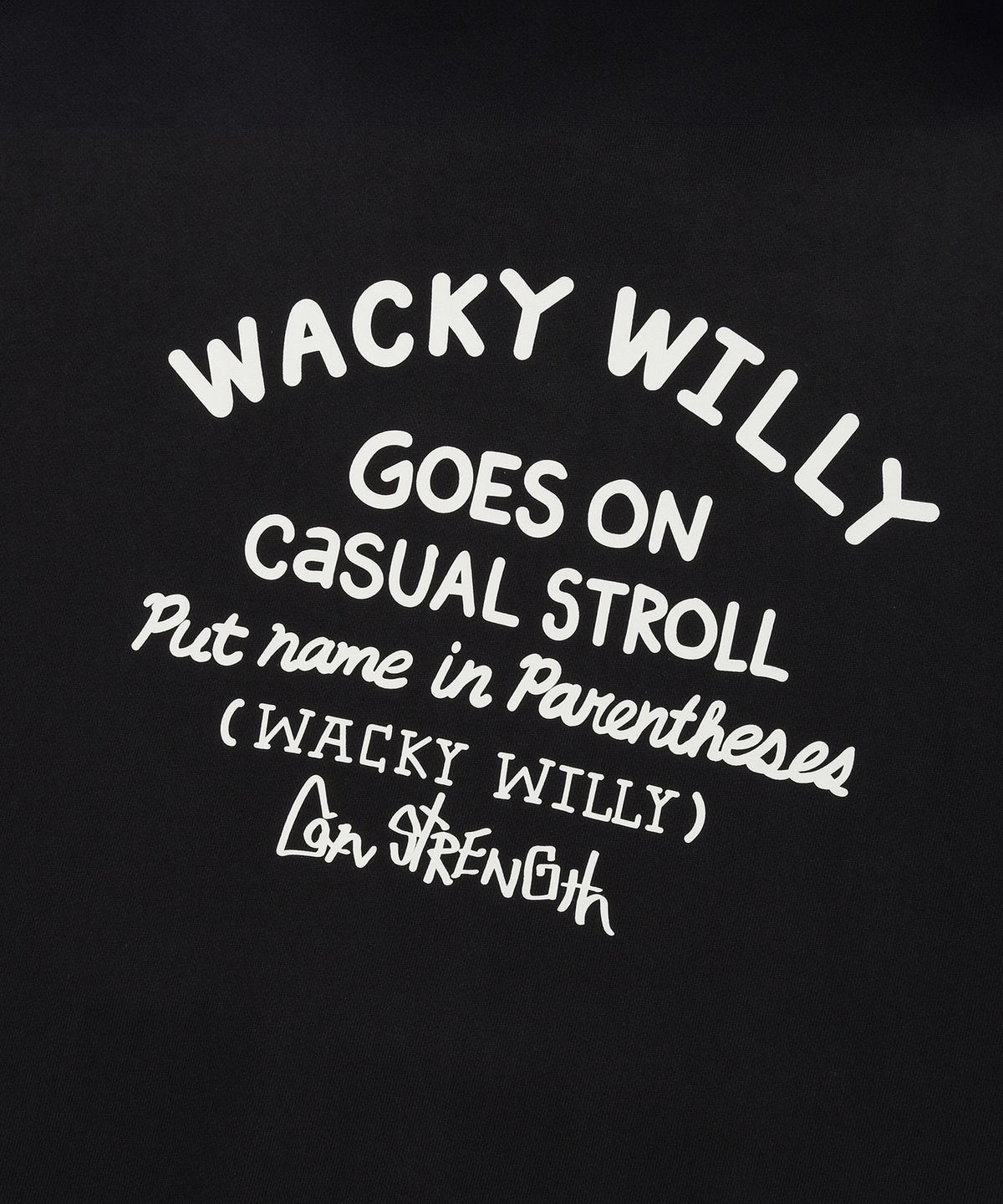 와키윌리(WACKY WILLY) 레터링 헤비쭈리 후드 블랙