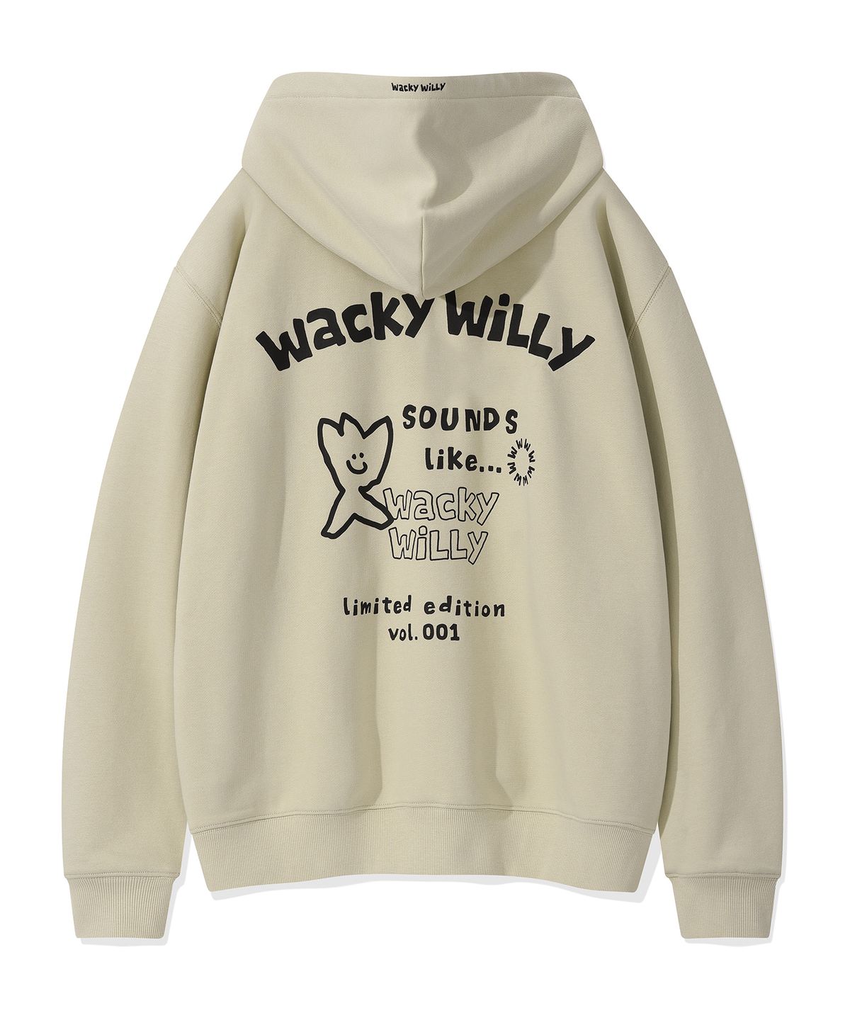와키윌리(WACKY WILLY) 로고 타이포 그래픽 후드 카키