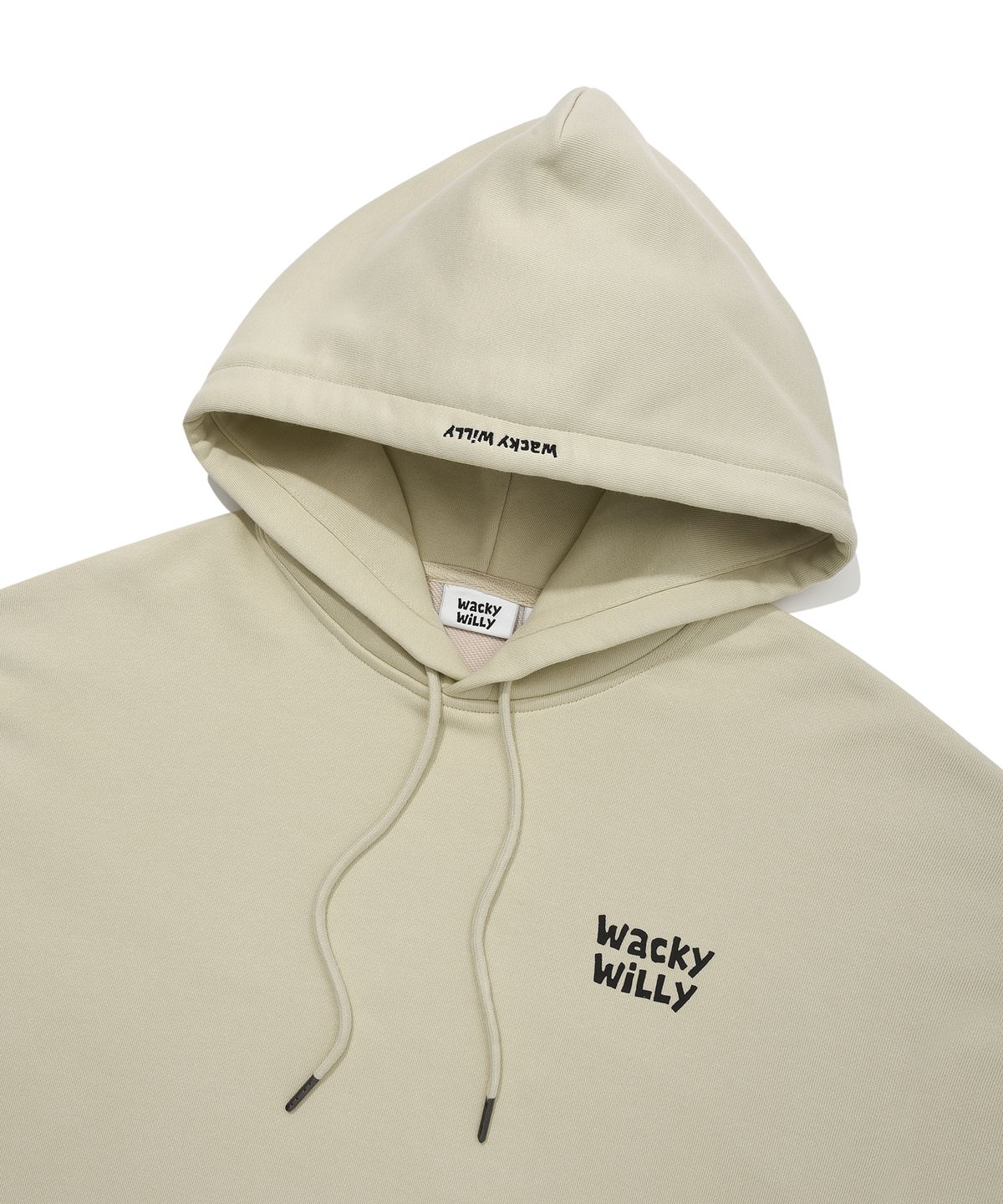 와키윌리(WACKY WILLY) 로고 타이포 그래픽 후드 카키