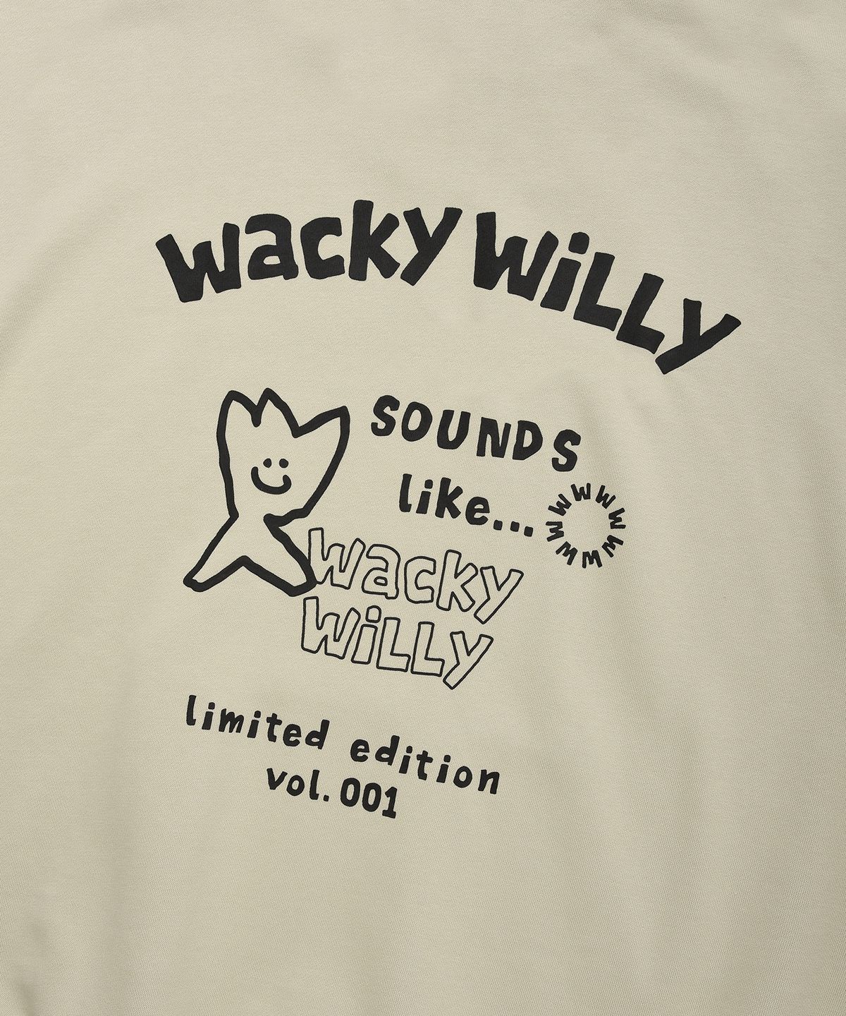 와키윌리(WACKY WILLY) 로고 타이포 그래픽 후드 카키