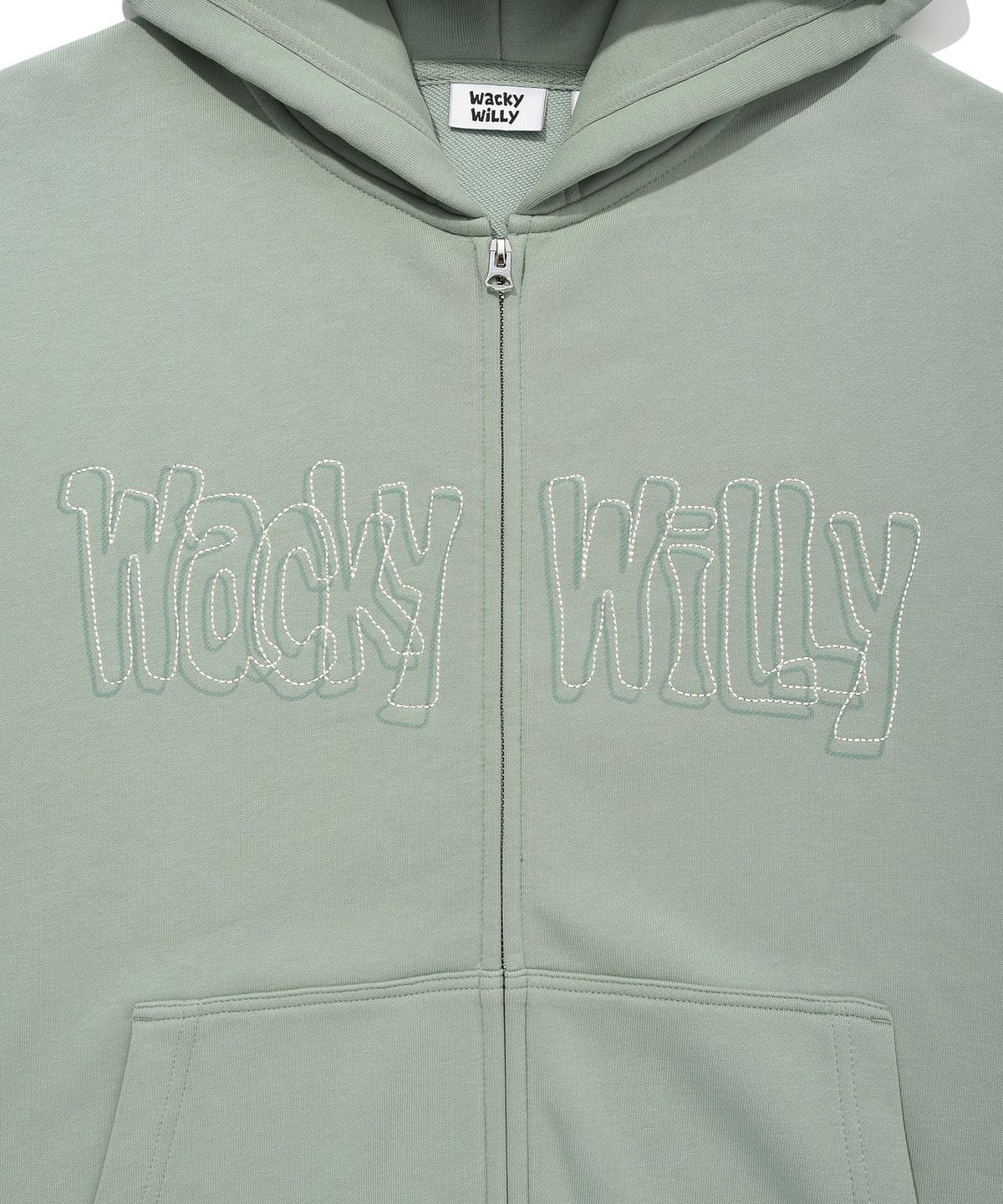와키윌리(WACKY WILLY) 아플리케 후드집업 그린