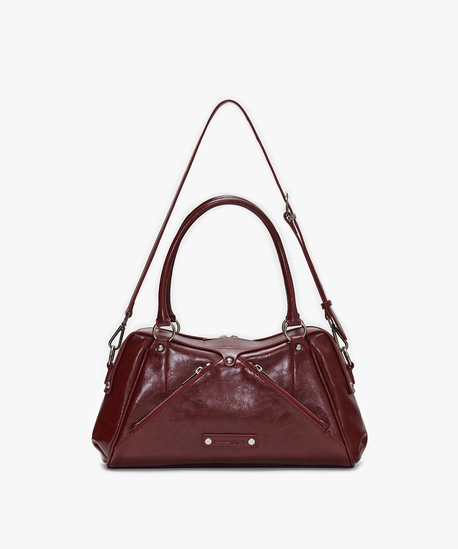 MUSINSA | SUNBURN PROJECT Faux Leather M.O.S Bag, BURGUNDY