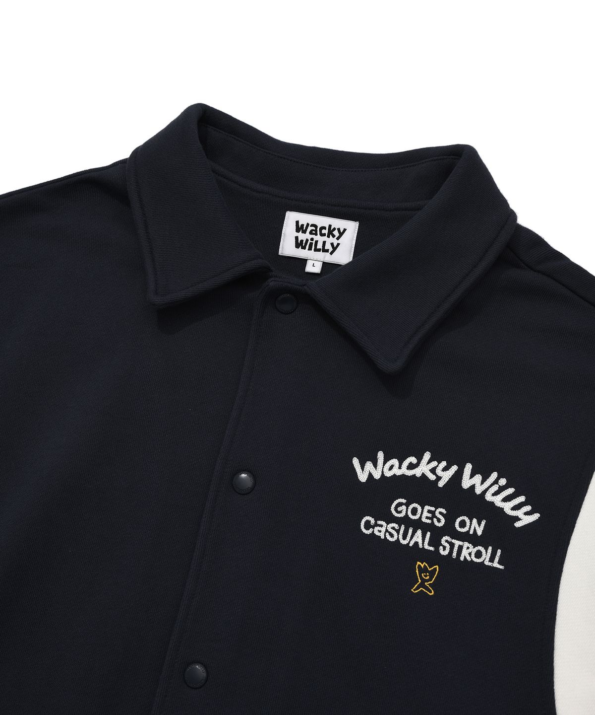 와키윌리(WACKY WILLY) 카라 스웻 바시티 점퍼 네이비