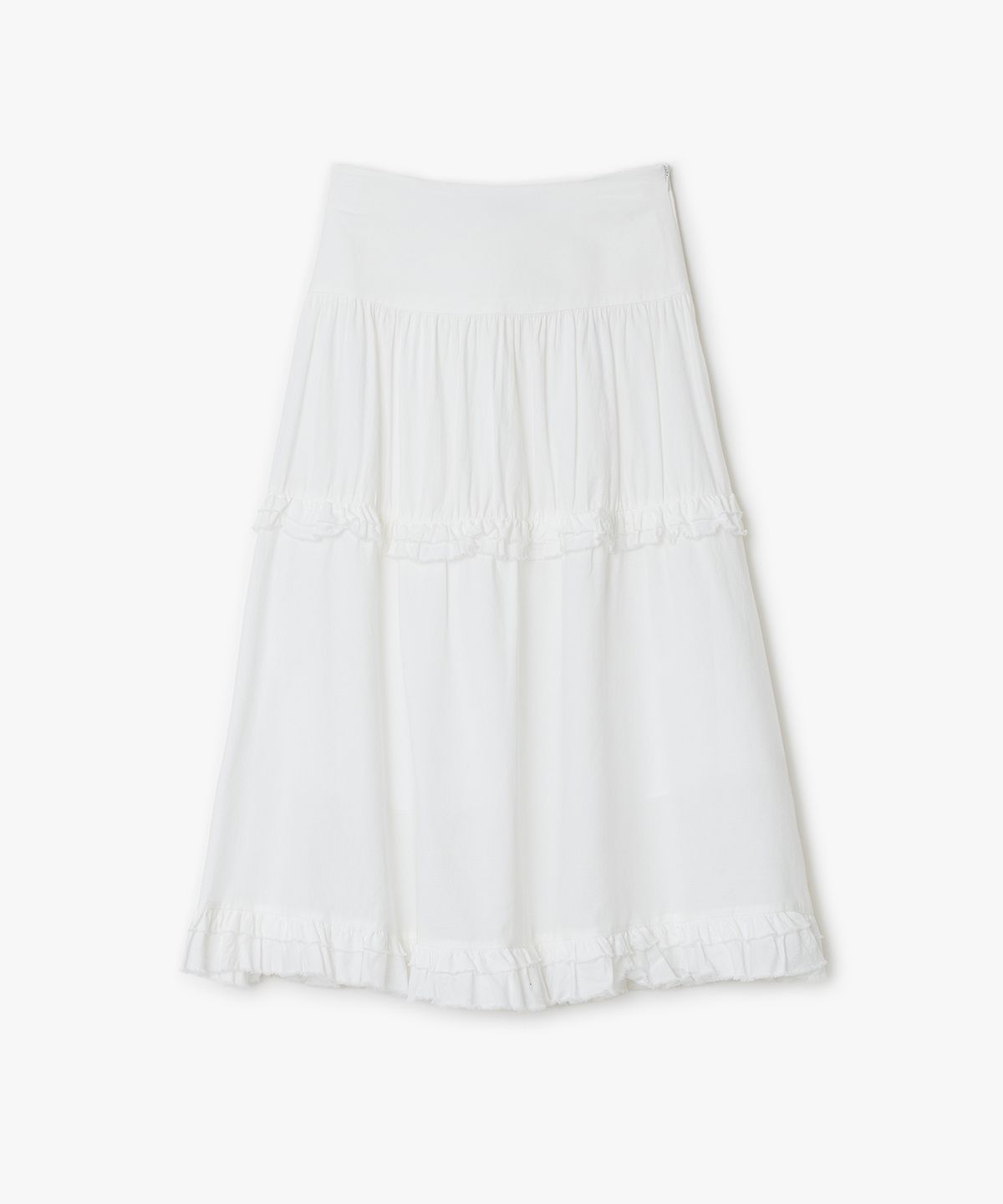 썬번프로젝트(SUNBURNPROJECT) Frill Maxi Skirt, WHITE