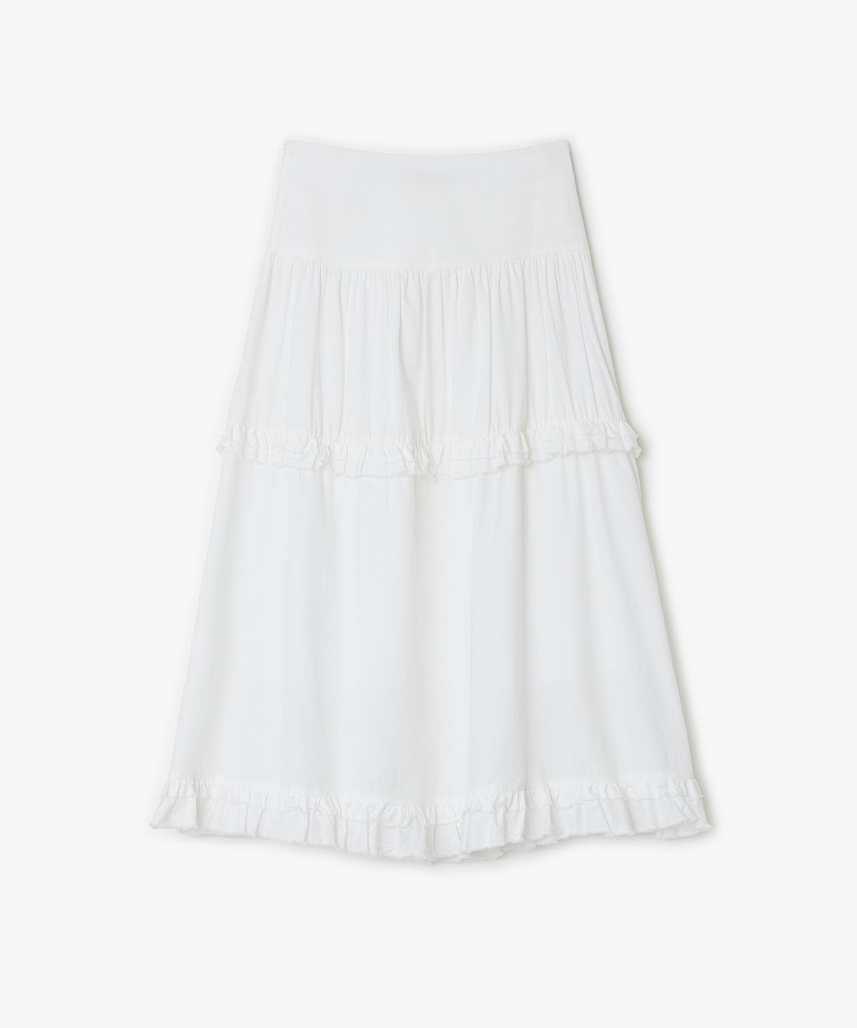 썬번프로젝트(SUNBURNPROJECT) Frill Maxi Skirt, WHITE