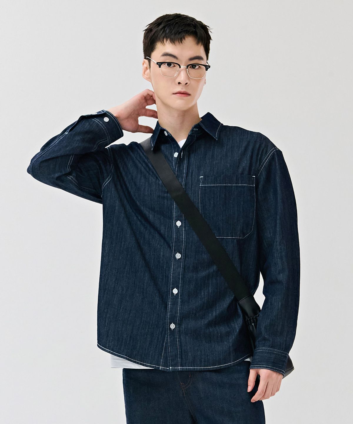 체이스컬트(CHASECULT) 공용 데님 아우터형 셔츠-네이비