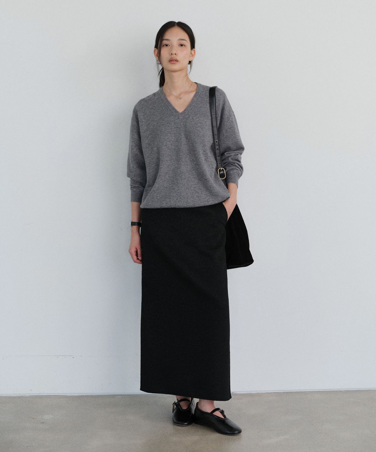 유라고(URAGO) Grown back slit maxi skirt