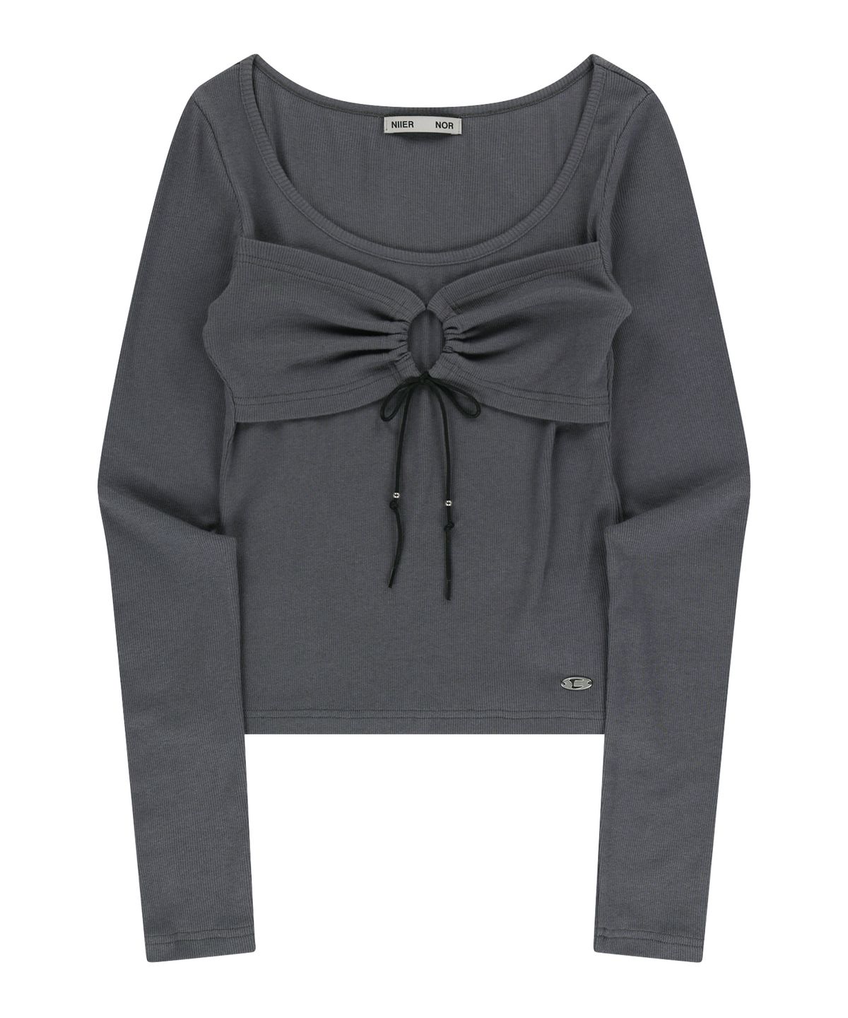 니어노어(NIIER NOR) TOP LAYERED L/S TEE_CHARCOAL