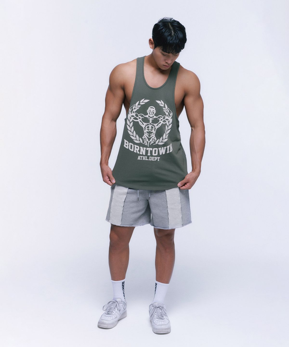 본투윈(BORN TO WIN) REVERSE MIX HALF PANTS SHORT VER [MELANGE GREY]