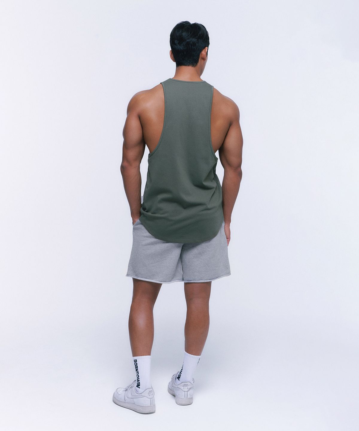 본투윈(BORN TO WIN) REVERSE MIX HALF PANTS SHORT VER [MELANGE GREY]