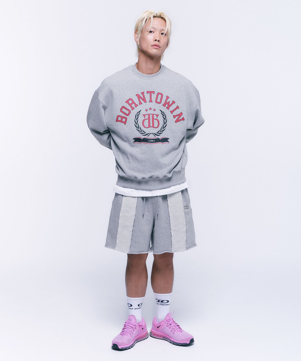본투윈(BORN TO WIN) DOUBLE B EMBLEM SWEATSHIRTS [MELANGE GREY]