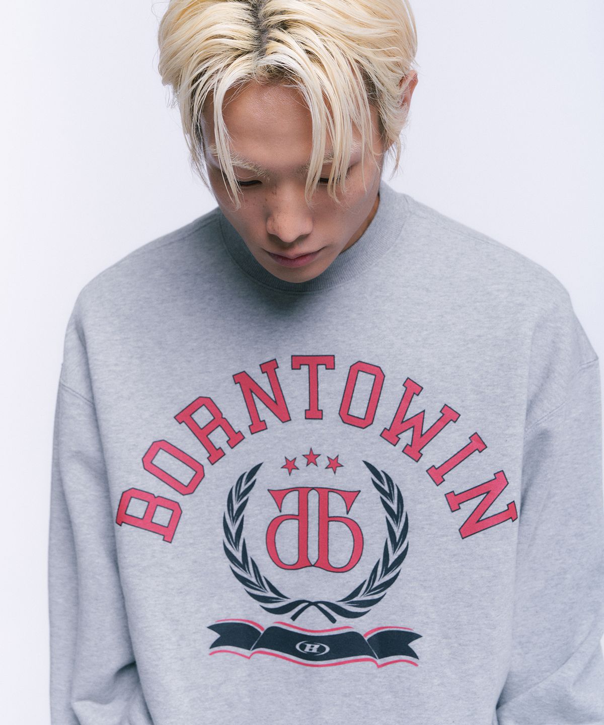 본투윈(BORN TO WIN) DOUBLE B EMBLEM SWEATSHIRTS [MELANGE GREY]