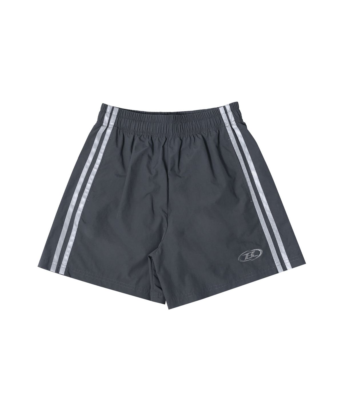 본투윈(BORN TO WIN) REFLECTIVE LINE NYLON SHORTS [CHARCOAL]