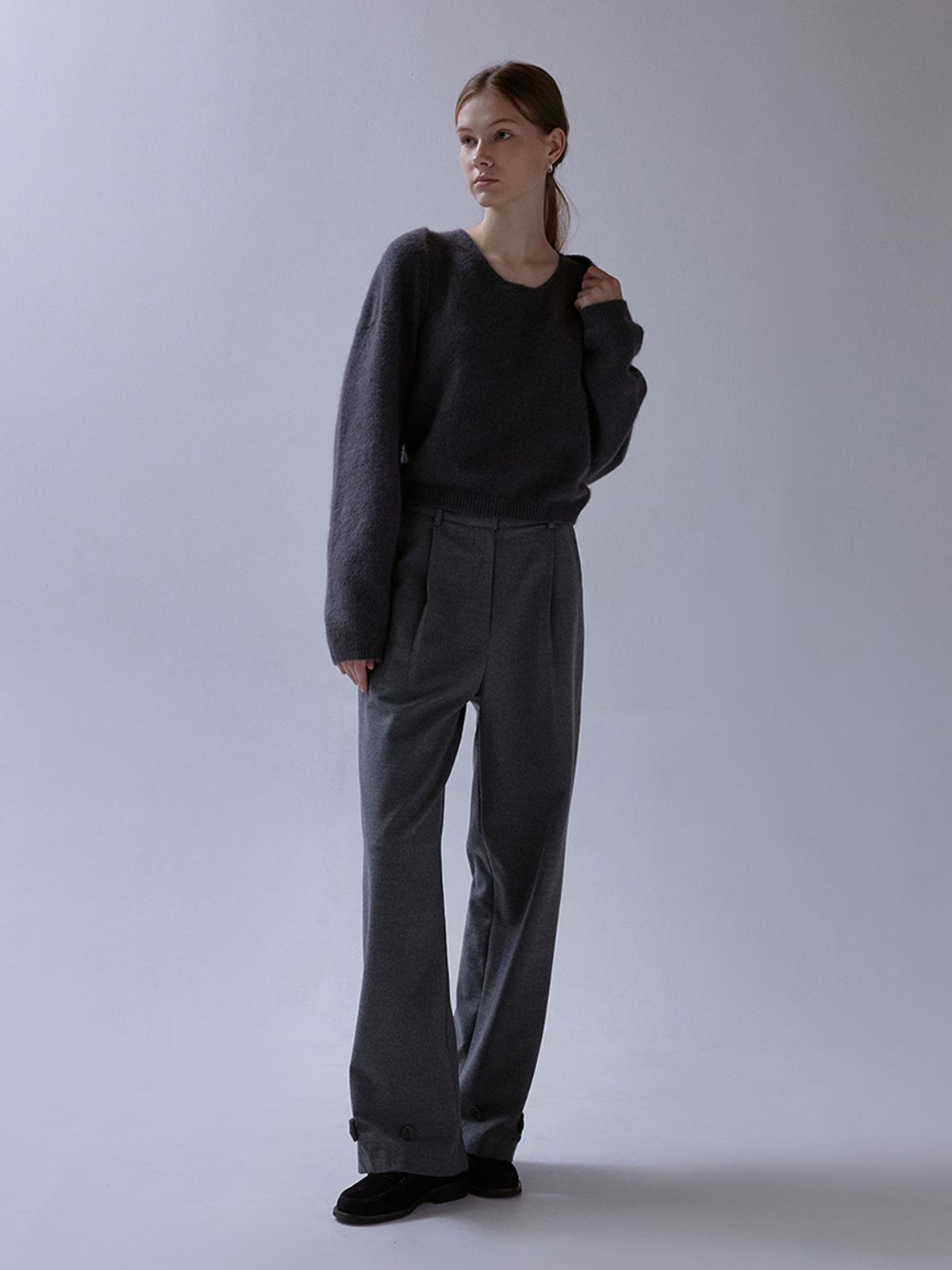 더미튼(THEMITTEN) Mod wool button pants (charcoal)