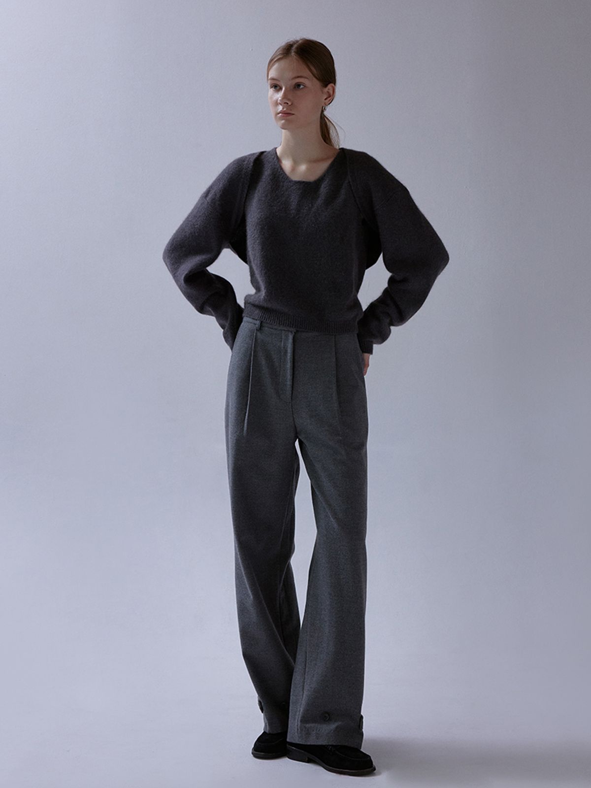 더미튼(THEMITTEN) Mod wool button pants (charcoal)