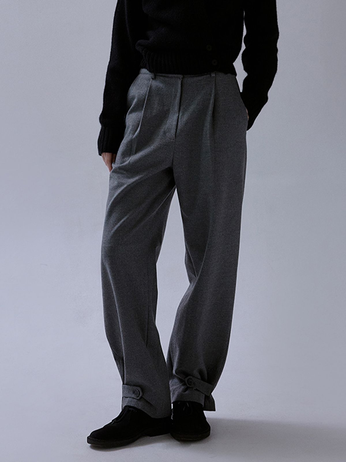 더미튼(THEMITTEN) Mod wool button pants (charcoal)