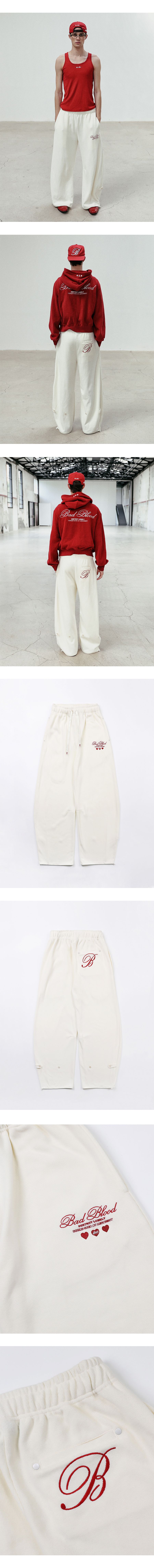 MUSINSA | BADBLOOD Classic Logo 2 Way Curved Jogger Trousers