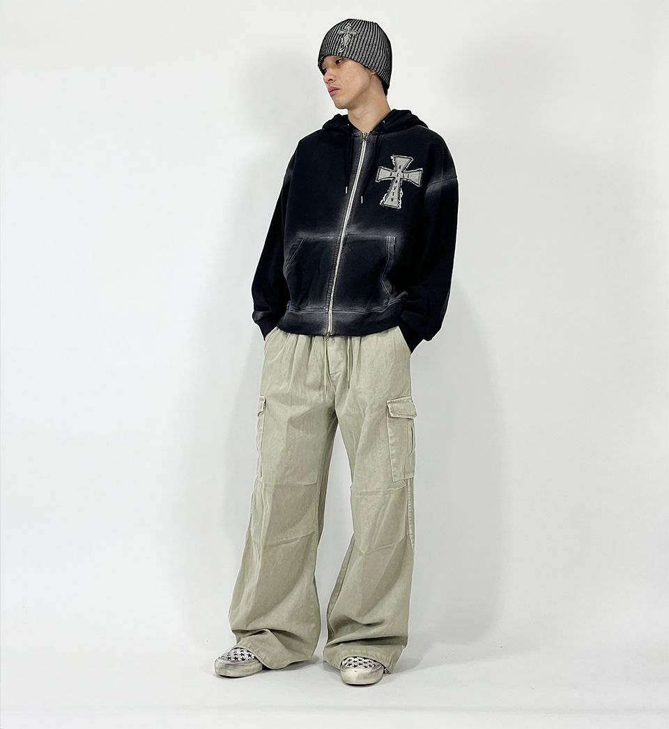 MUSINSA公式 | SK8ER ROCK Hell Heaven Cross Vintage Sweat Hood Zip