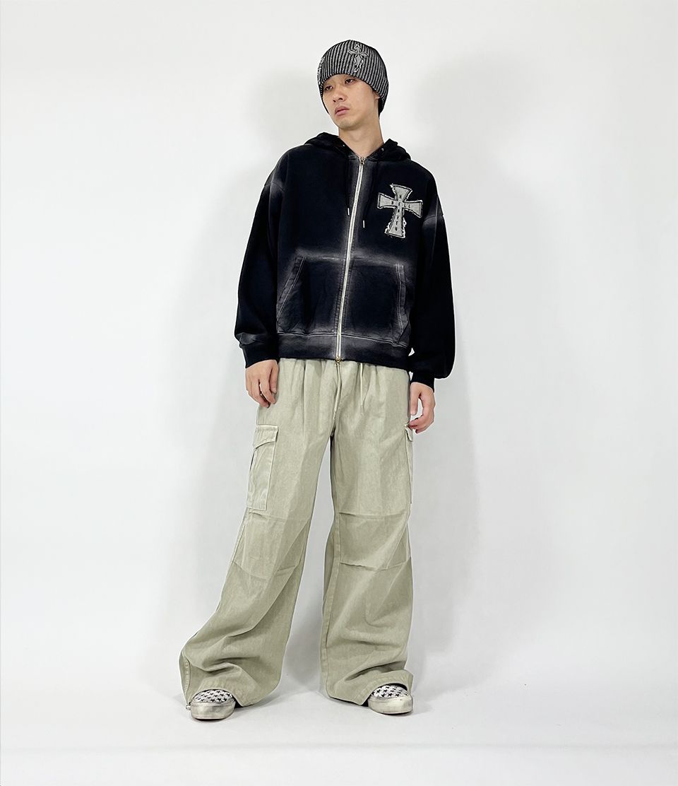 MUSINSA公式 | SK8ER ROCK Hell Heaven Cross Vintage Sweat Hood Zip