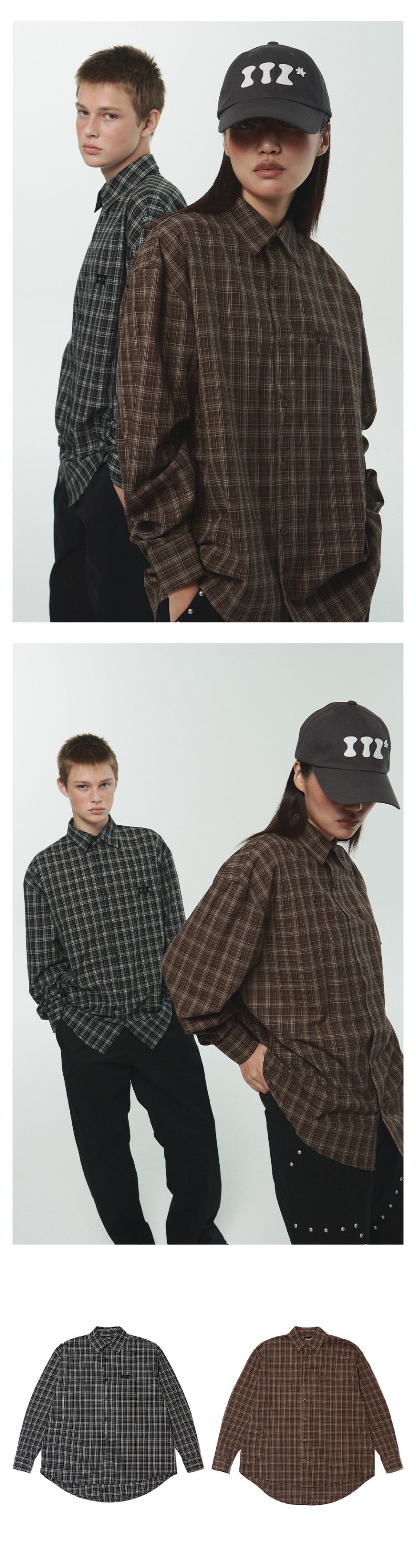 MUSINSA | ITZAVIBE ITZ MINI LOGO CHECK SHIRT - BROWN
