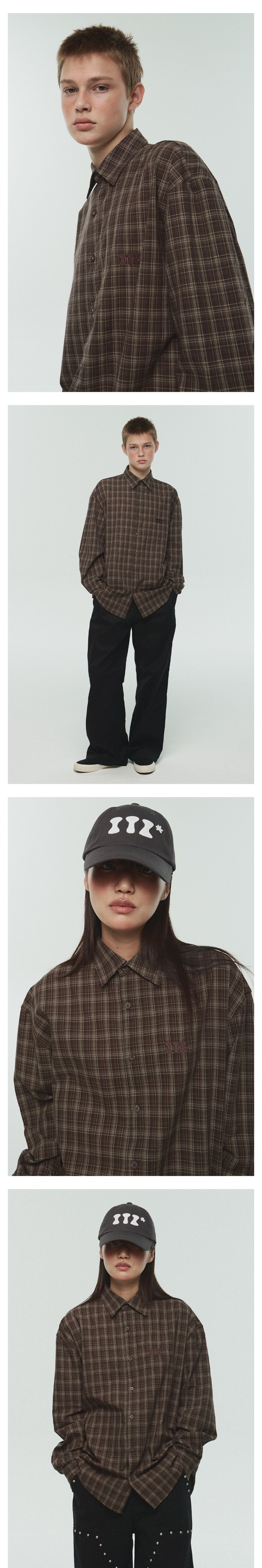 MUSINSA | ITZAVIBE ITZ MINI LOGO CHECK SHIRT - BROWN