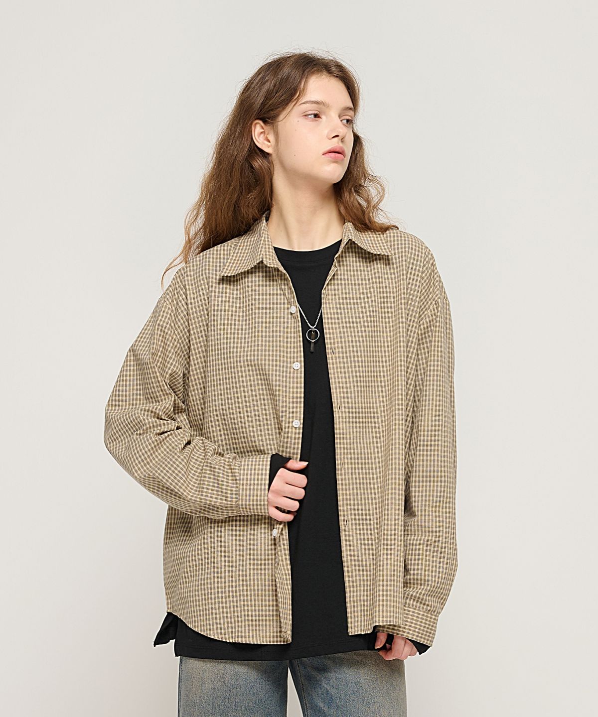 카고브로스 포 우먼(CARGOBROS FOR WOMAN) 링클프리 심플 체크셔츠 (베이지)