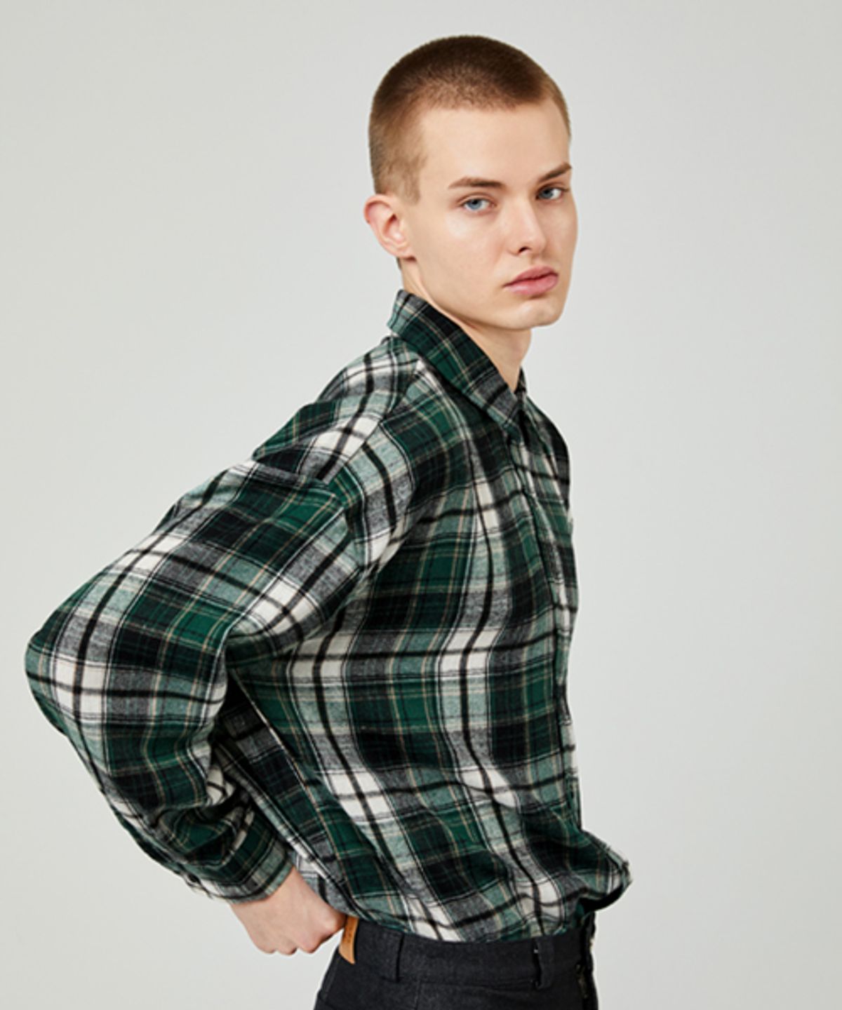 이즈(EASE) 90S CHECK SHIRTS [OVERSIZE FIT]_GREEN