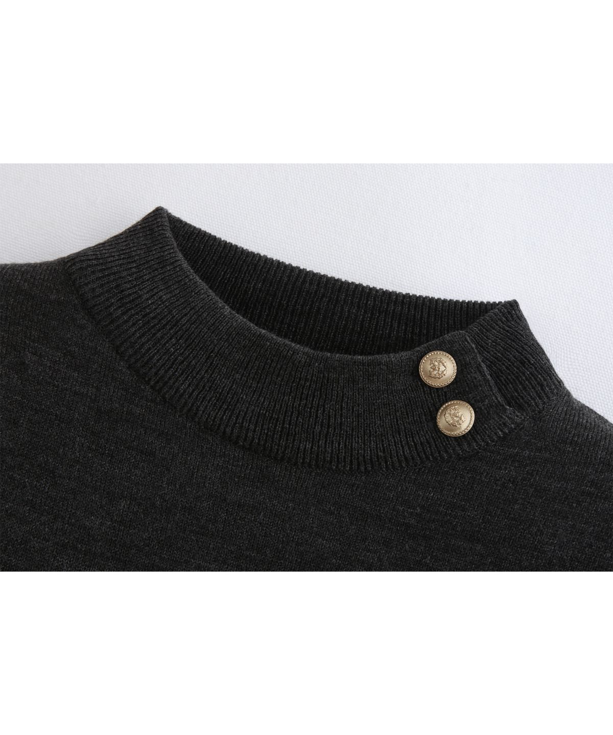 애쉬아워(ASHOUR) Gold Button Round Knit Charcoal