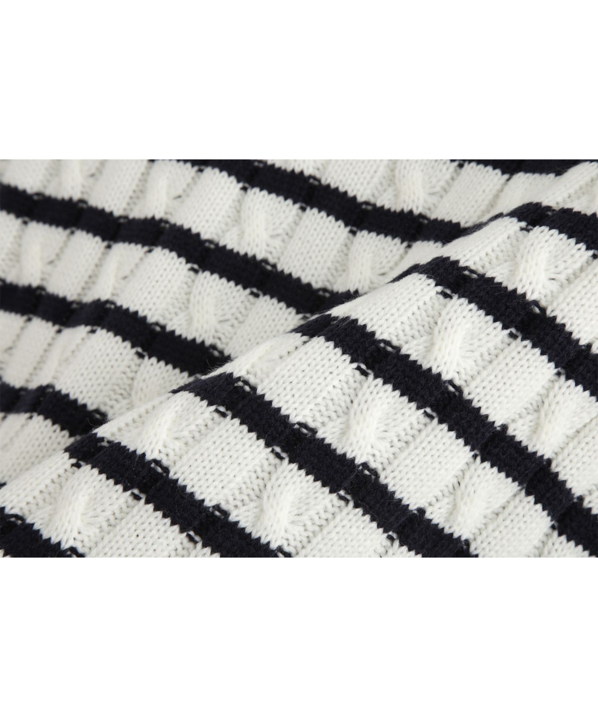 애쉬아워(ASHOUR) Cable Stripe Knit Ecru