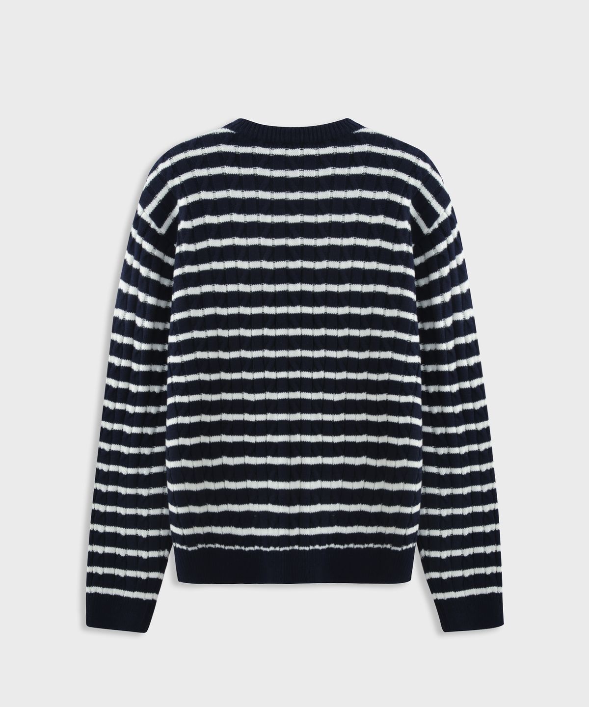 애쉬아워(ASHOUR) Cable Stripe Knit Navy