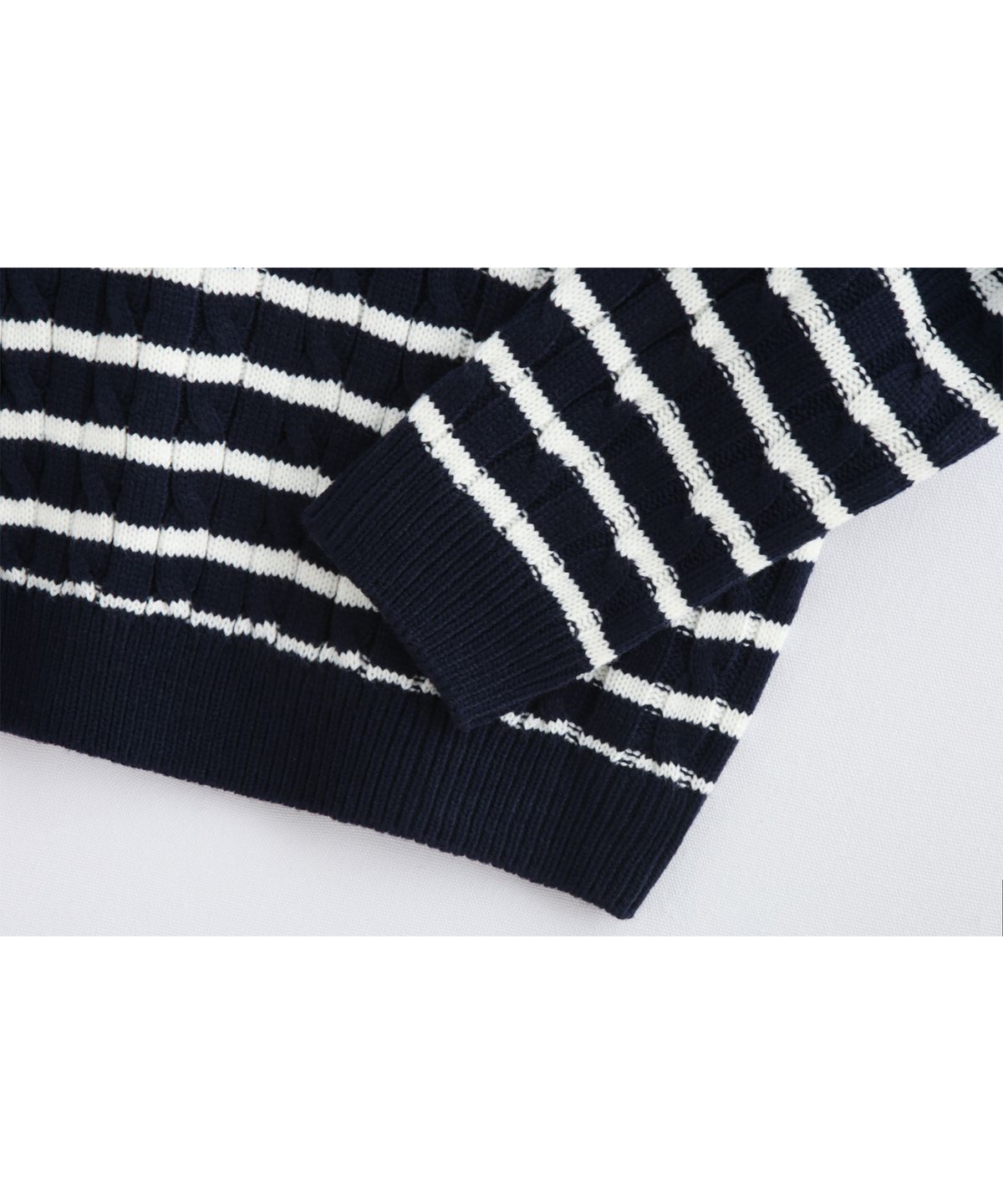 애쉬아워(ASHOUR) Cable Stripe Knit Navy