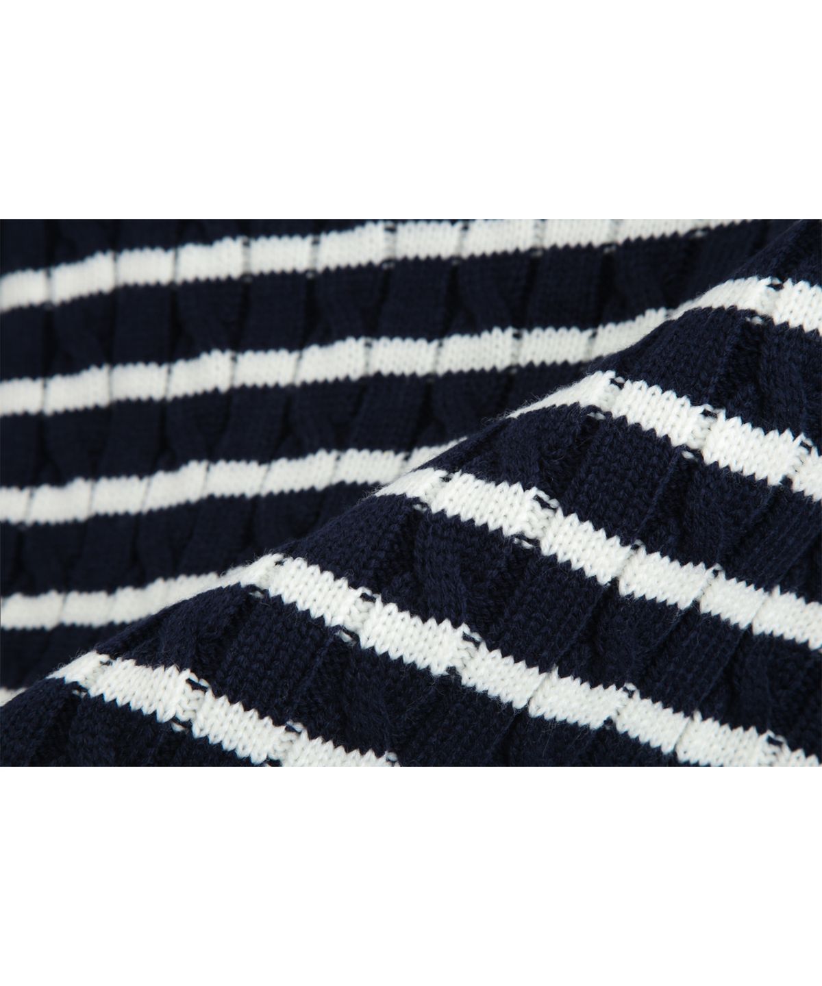 애쉬아워(ASHOUR) Cable Stripe Knit Navy