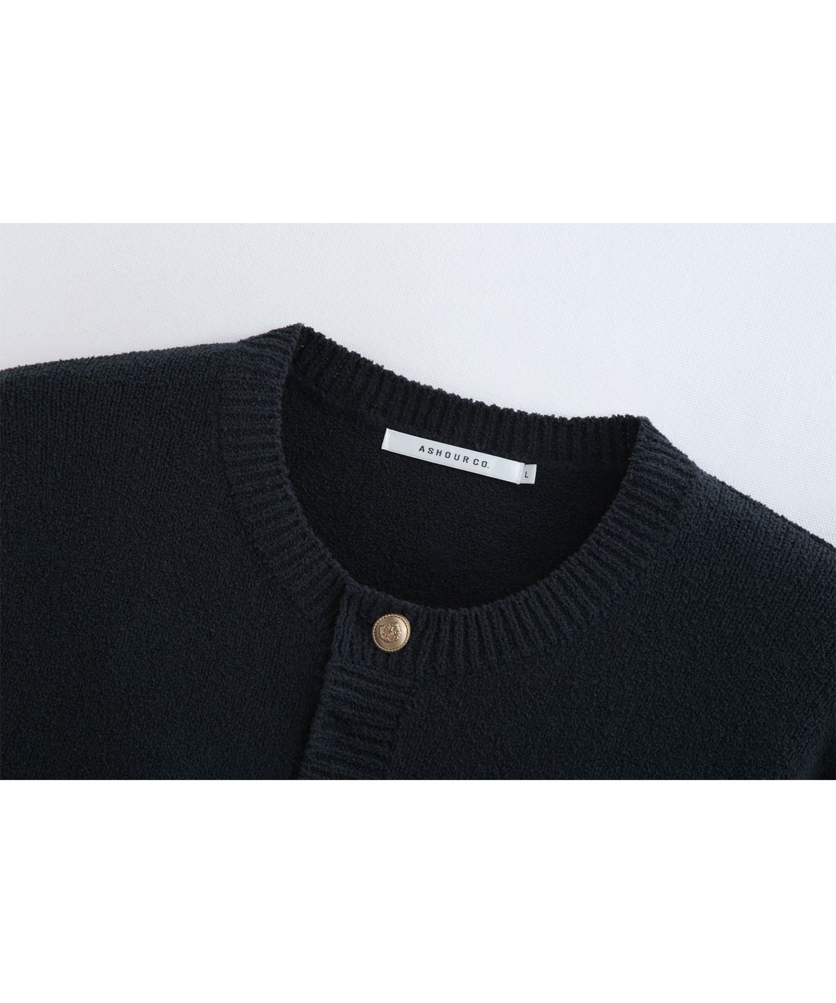 애쉬아워(ASHOUR) Round Neck Button Cardigan Navy