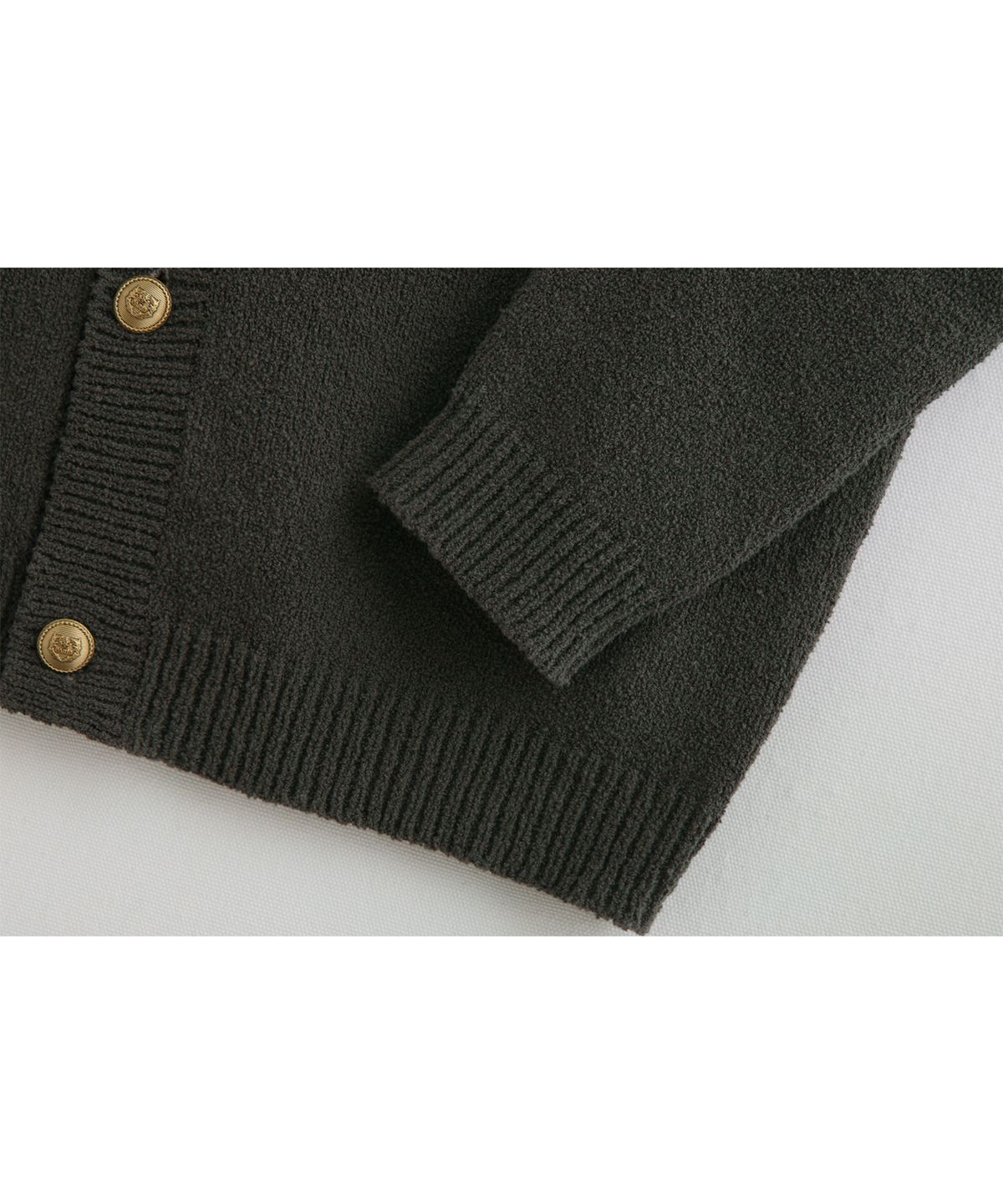 애쉬아워(ASHOUR) Round Neck Button Cardigan Moss Charcoal
