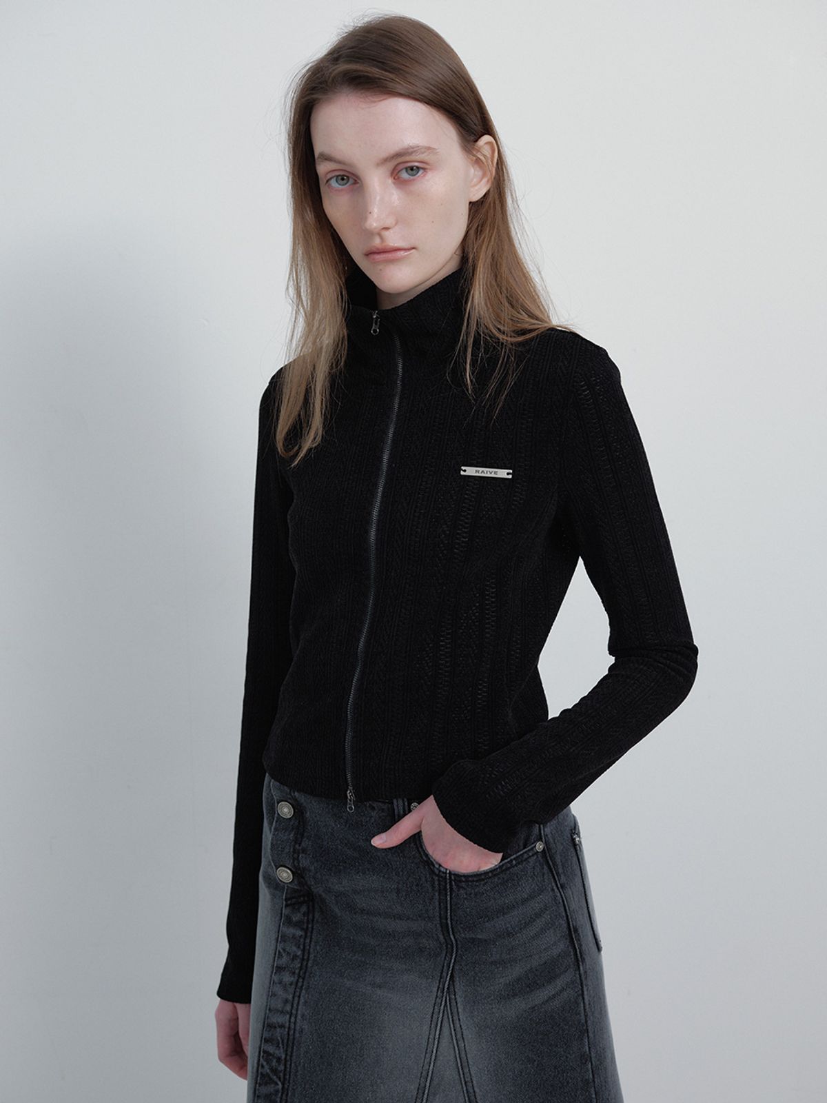 레이브(RAIVE) (컬러추가)Cable 2way Knit Zip-up VW4AM061_2color
