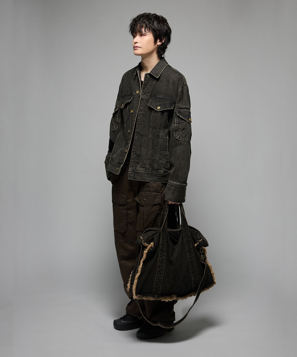 헤더헬렌(HEDER HELEN) VTG Patched gene denim JK black