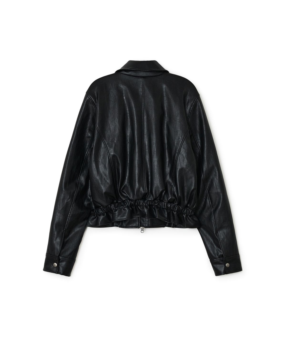썬번프로젝트(SUNBURNPROJECT) Faux Leather Frill Jumper, BLACK