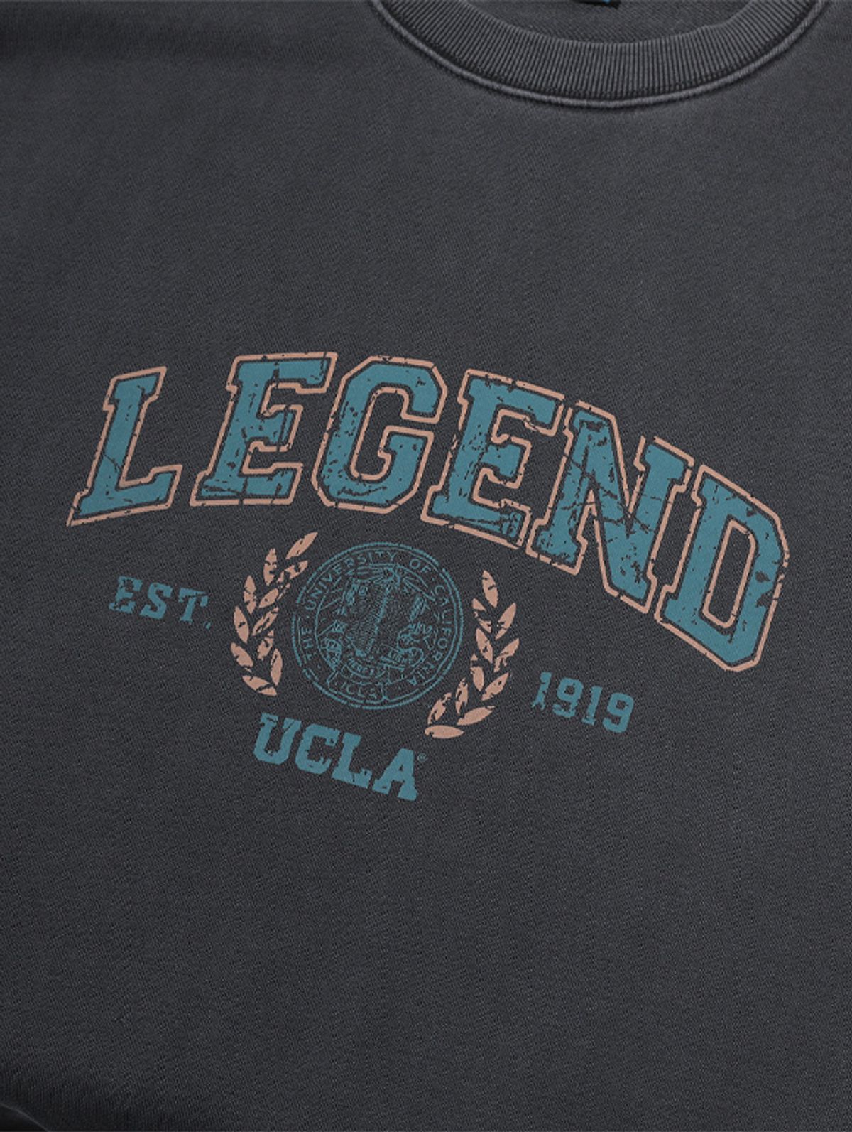 유씨엘에이(UCLA) UCLA 피그먼트 스몰 로고 오버핏 맨투맨[DK-GREY](UA9LT02)