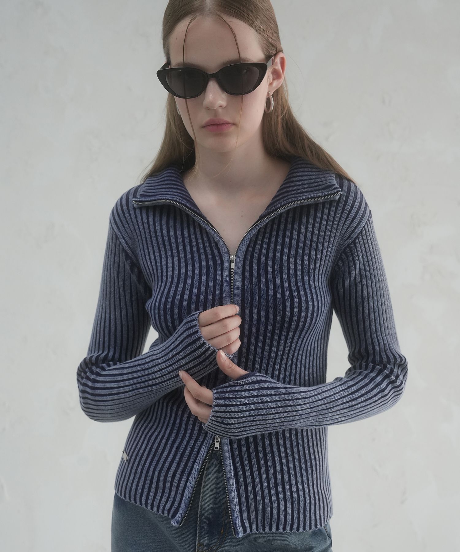 MUSINSA | AVANDRESS Zelda High-neck Knit Zip-up - 3COL