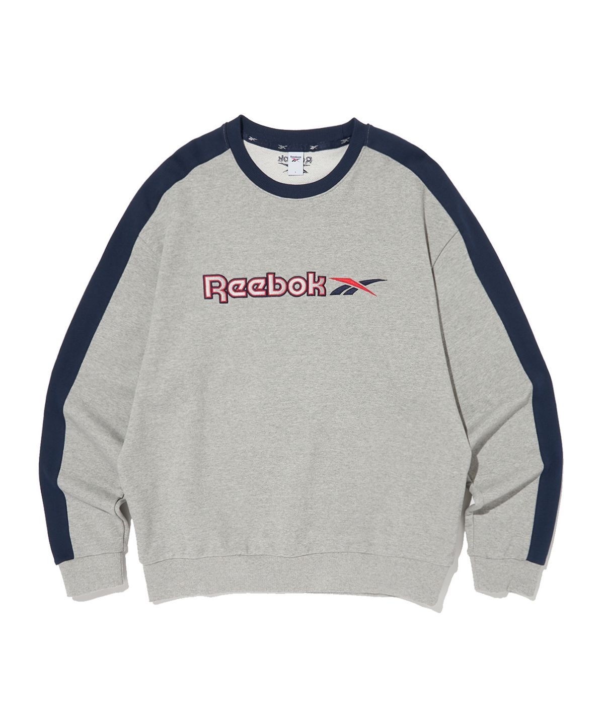 리복(REEBOK) 사이드 배색 맨투맨 - 그레이